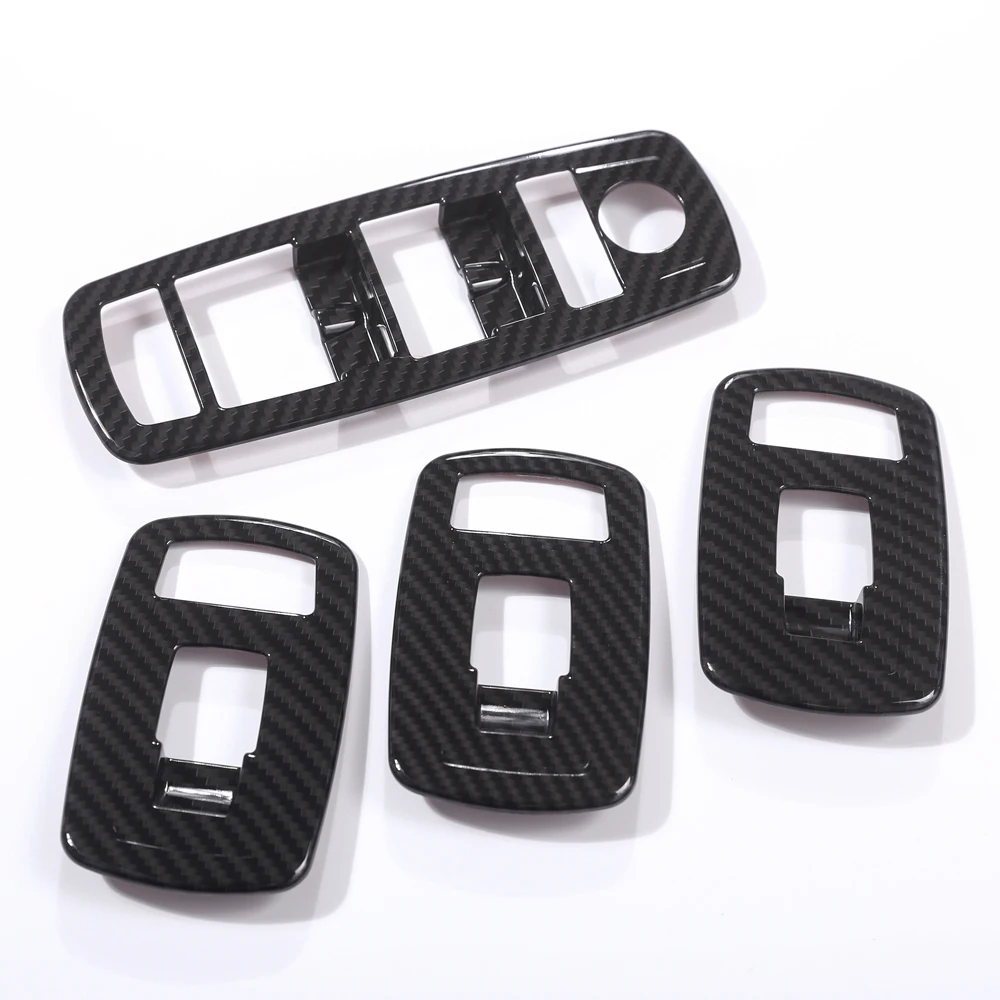 4 Pcs For Maserati Levante 2016 Carbon Fiber ABS Window Lift Button Frame Cover Trim Car Accessories