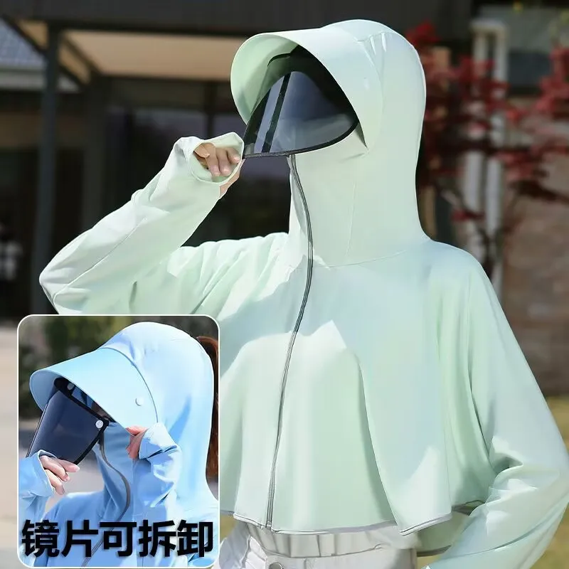 

Summer UPF 50+UV Sun Protection Skin Coats Women Ultra-Light Sportswear Hooded Outwear Quick Dry Fishing T-shirts Sunscreen Tops