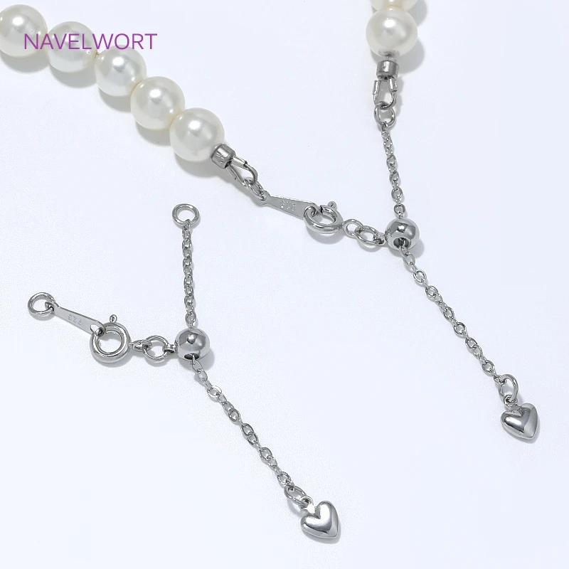 Rhodium Plated Heart Pull-Out Extension Chain,Brass Adjustable Extended Tail Chains,DIY Bracelet Necklace Making Accessories