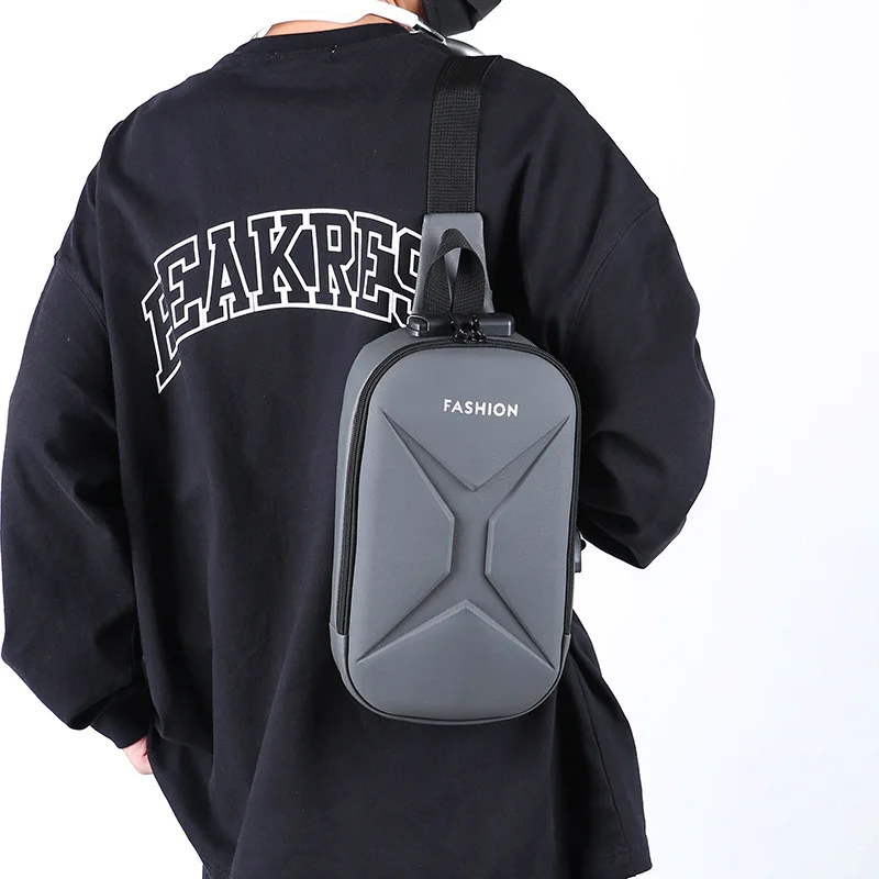 New Casual Men's Crossbody Sling Bag with USB Charging Port, Multi-Pocket Stylish Chest Backpack Versatile Shoulder Bag