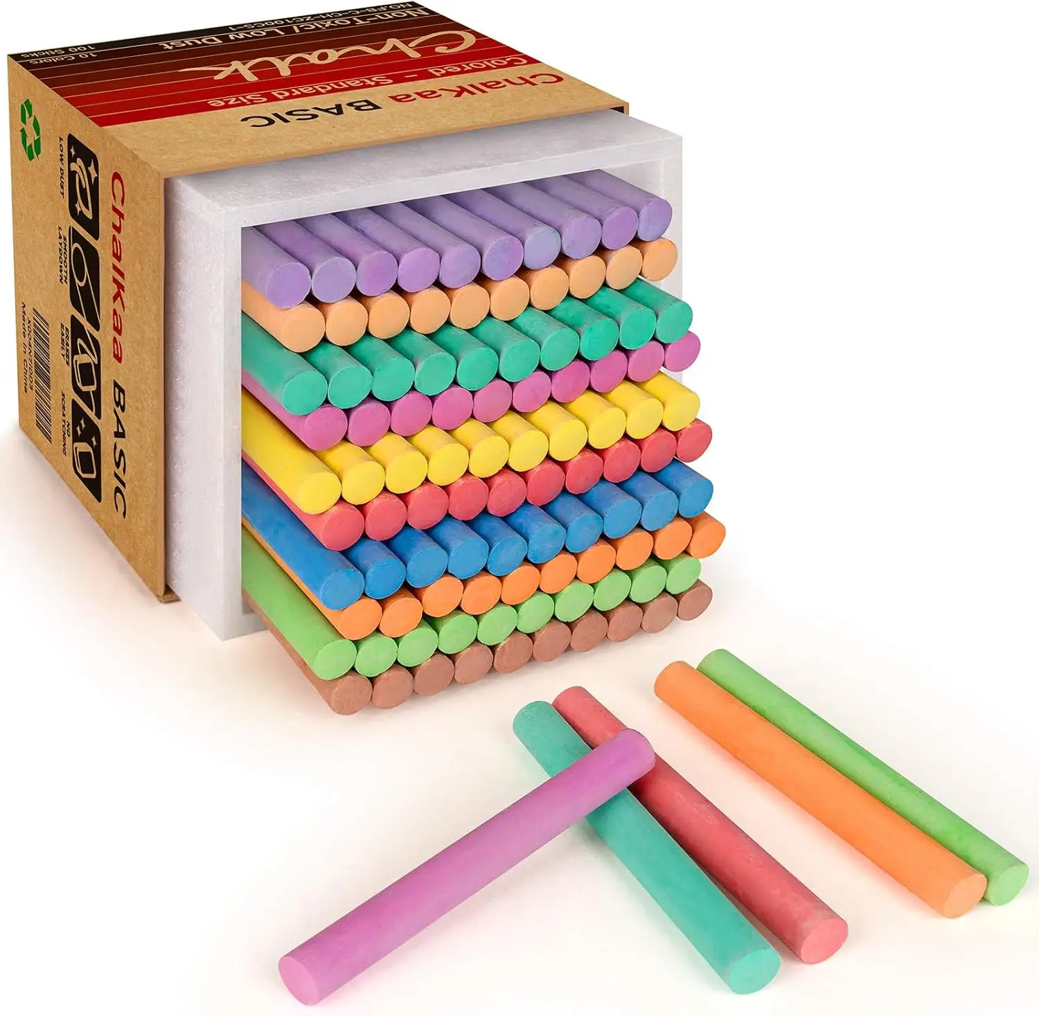 

Dustless Colored Chalk 100PCS, 10 Colors Classroom Chalks for Teachers, School Chalkboard Supplies with Smooth Writing