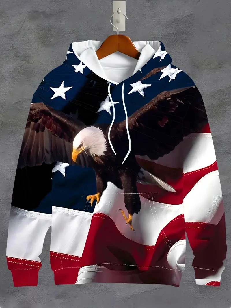 American Flag US Dream Emblem Hoodie Man Clothing 3D Printed USA Spirit Hoodies Women Harajuku Fashion Y2k Pullover Hoodies Y2k