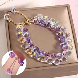 New Transparent Crystal Bracelet for Children Fashion Shiny Stone Beads Elasticity Strand Bangles Jewelry Manchette Bijoux