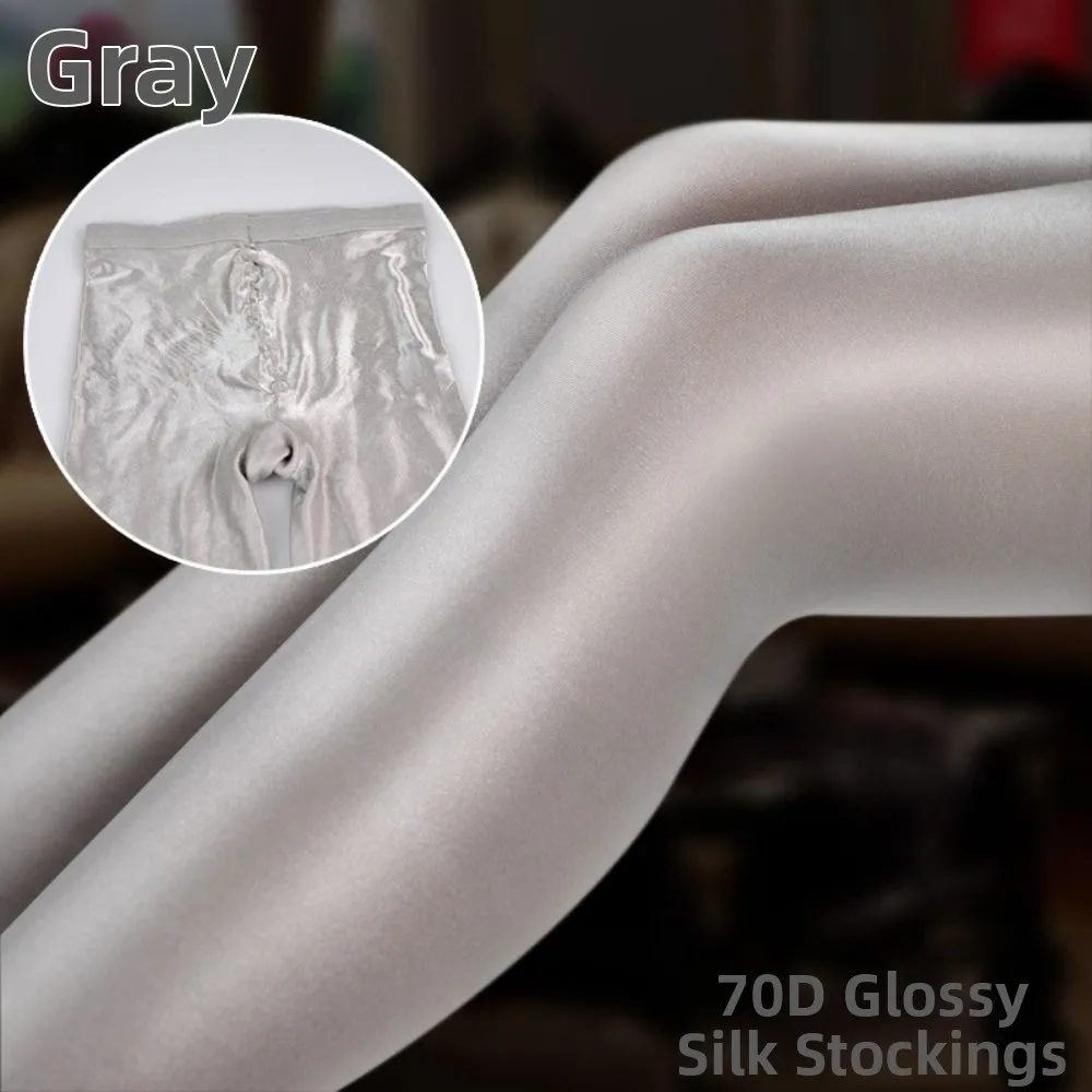 Smooth 70D Shaping Tights High Waisted Shiny Shiny Pantyhose Oil Glossy High Elastic Reflective Satin Stockings Partywear