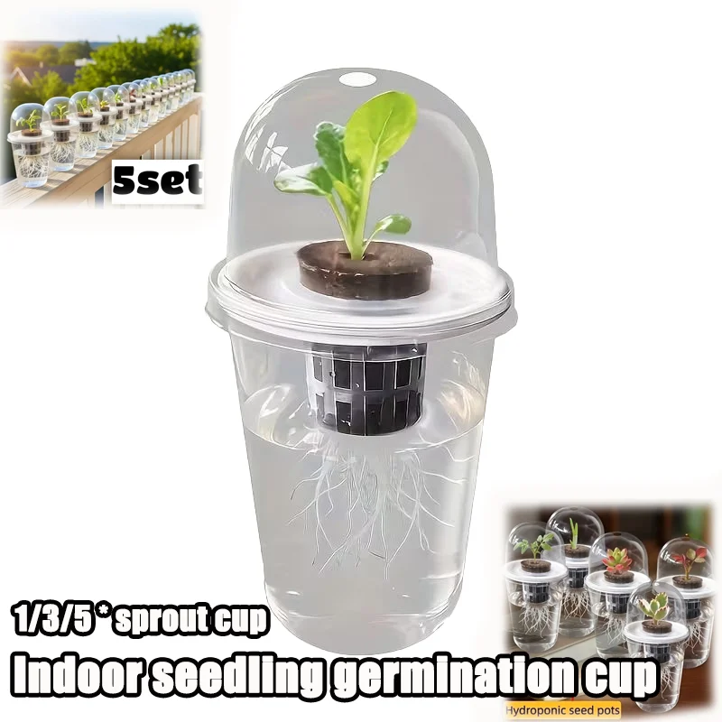 

1/3/5set Germination Cup Clear Plant Nursery Growing Box Indoor Garden Greenhouse Seed Starter Tray Transparent Root View Cup