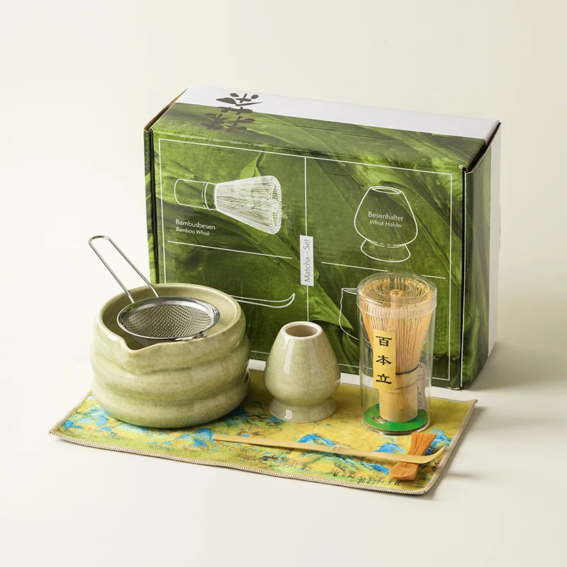 Imagen 6: Juego de Matcha japonés, cuenco Matcha con boca, herramienta de punta de té de la dinastía Song, soporte de bigote Matcha, 4/7 Uds.
