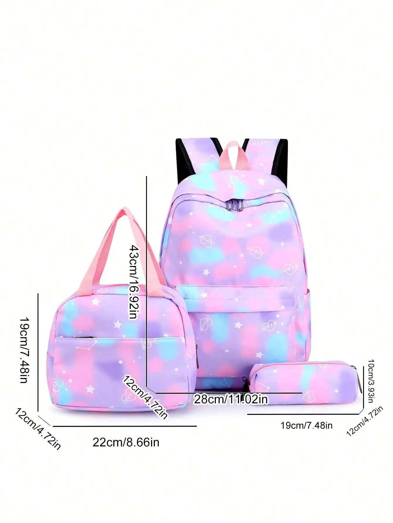 3pcs Backpack Set, Stylish Lightweight Nylon Bags, Large Capacity, Multi-Pocket, Multiple Colors, Women's Work, Travel, Outdoor