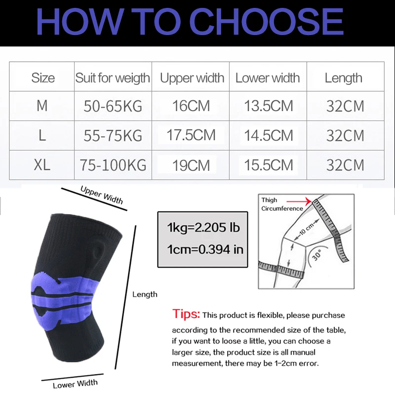 1PC Sports Kneepad Men Spring Support Knee Pads Silicone Fitness Gear Basketball Volleyball Football Brace Protector Dropship