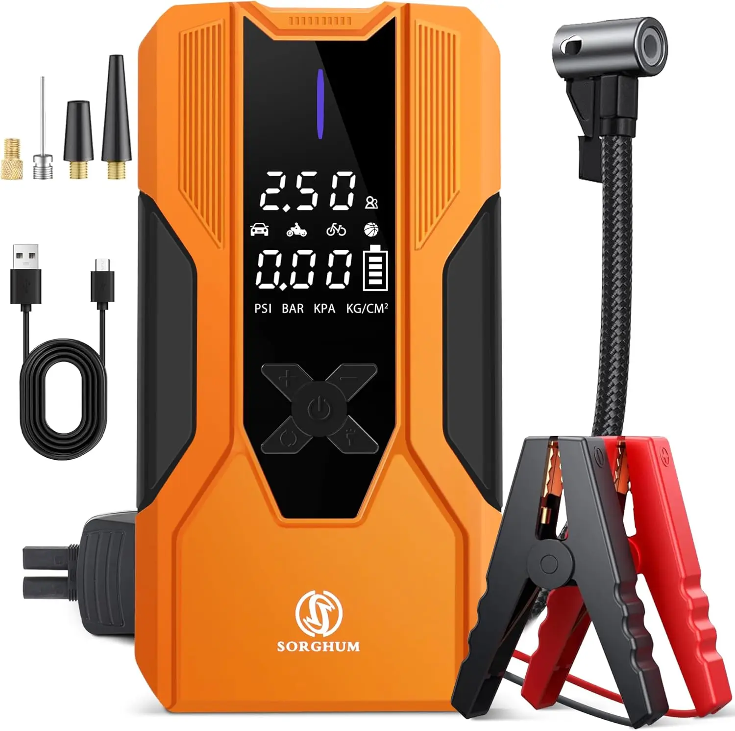 

Portable 8000A Car Battery Jump Starter with Air Compressor, 150PSI Tire Inflator for Gas & Diesel Cars