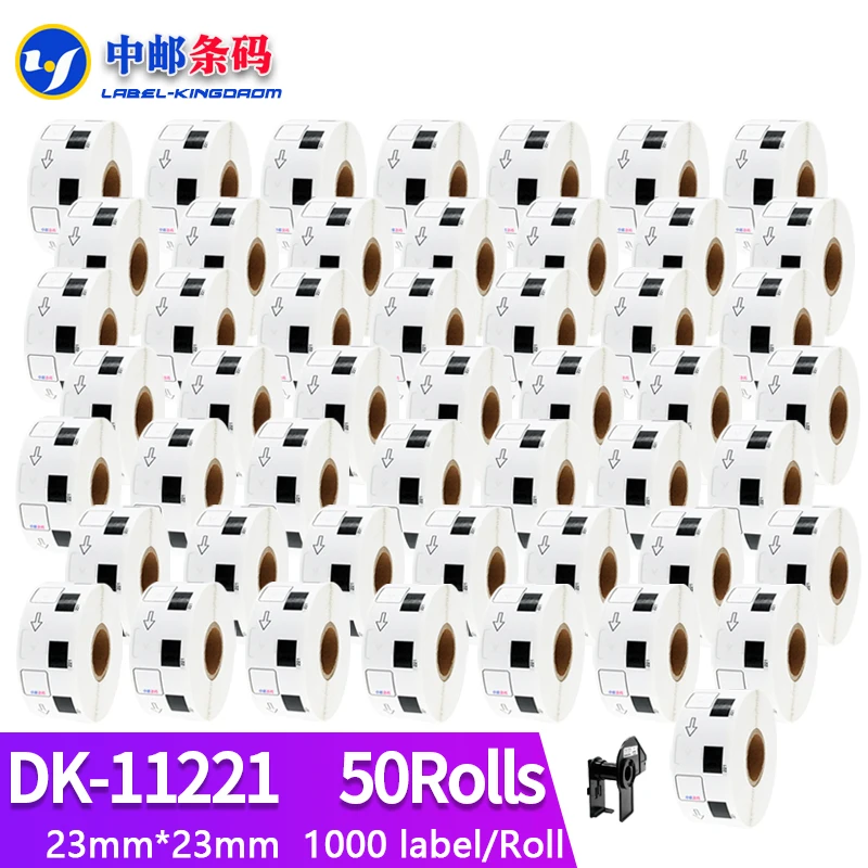 50Rolls Compatible DK-11221 Label 23*23mm Die Cut Work for Brother Thermal Printer QL-700/800/810/820/1100/1110  DK-1221