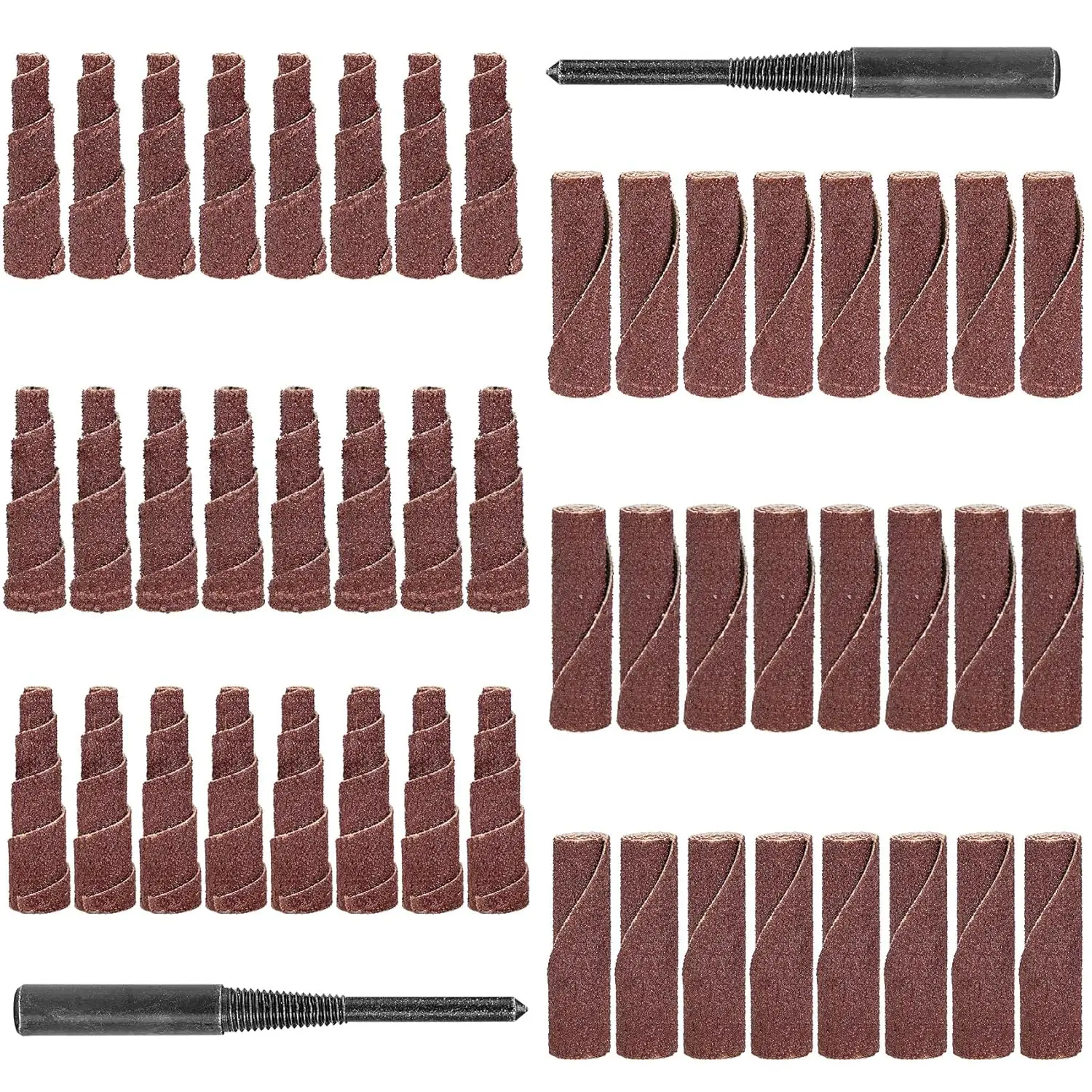 SI FANG 38/48mm Cone & Cylinder Shape Abrasive Sanding Rolls Set 1/4' Shank for Die Grinder Metal Woodworking Sanding Bits Set