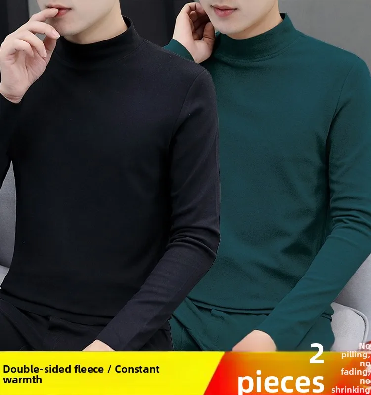 

Теплый мужской комплект нижнего белья, бархатная осенняя одежда большого размера, брюки с высоким воротником, длинная футболка Све, зимний базовый слой