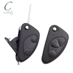 Cocolockey Flip Remote Car Key Shell for Alfa Romeo 147 156 GT 3 Buttons Uncut Blade Blank Replacement No Logo Folding Key Shell