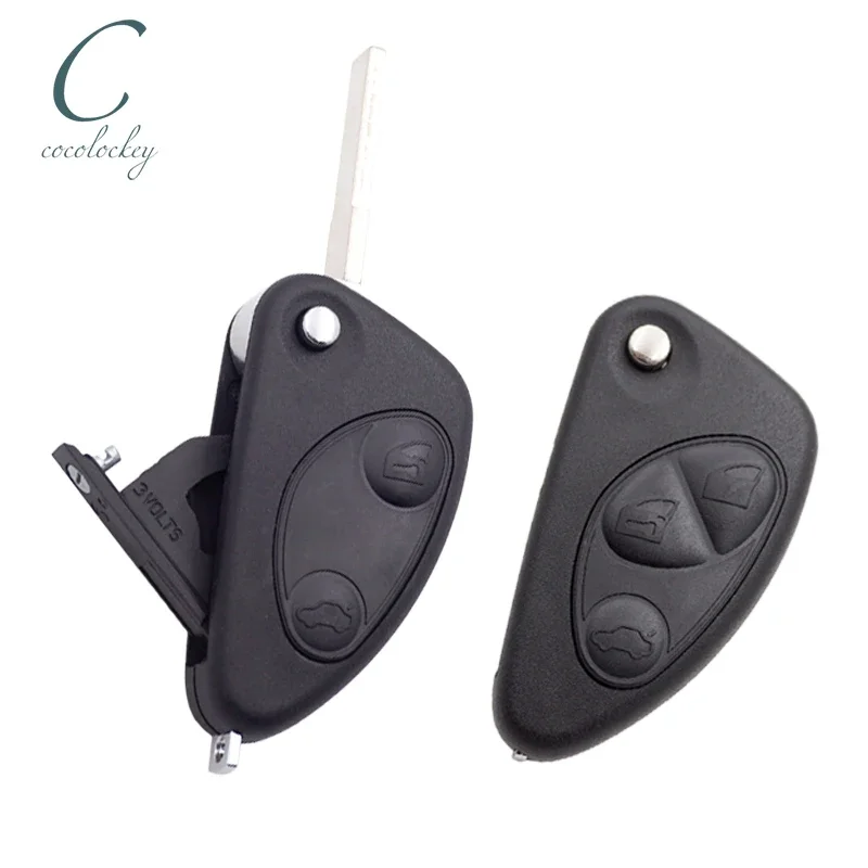 Cocolockey Flip Remote Car Key Shell dla Alfa Romeo 147 156 GT 3-przyciski Uncut Blade Blank Zamiennik bez logo Składana obudowa kluczyka