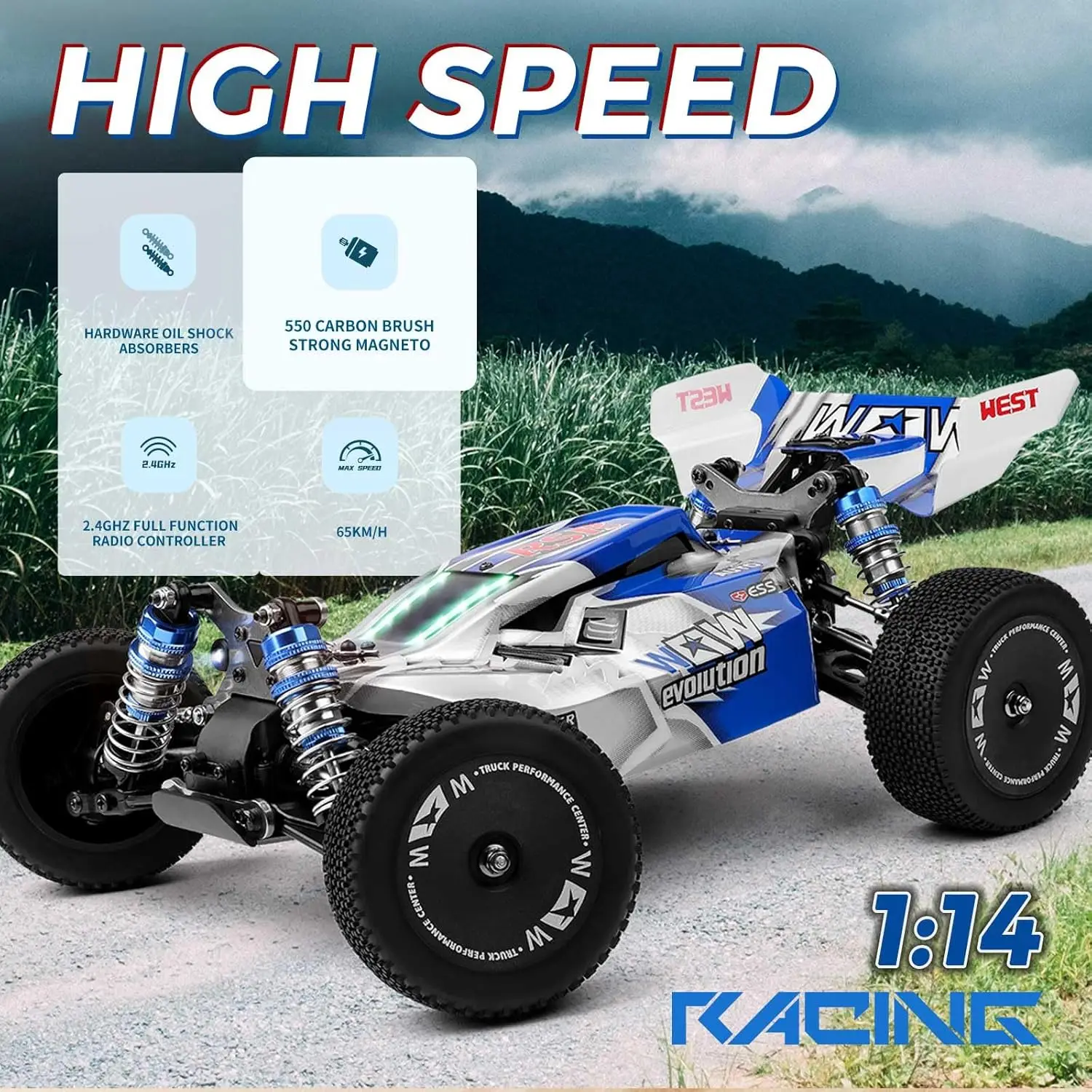 WLtoys144011 1/14 4WD RC Cars for Adults , Max 43 Mph Off-road Fast RC Car,Upgraded version(144001V2) ,Suitable for Outdoors