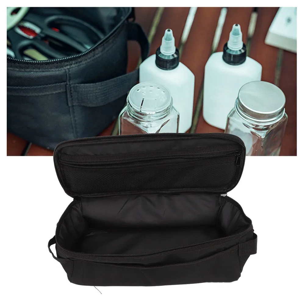 Oxford Cloth Camping Storage Bag With Reinforced Handle Double Zipper Portable Cookware Bag Barbecue Accessory Bag
