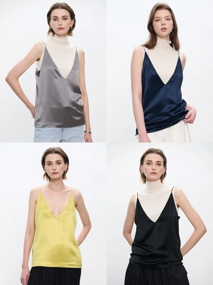 

Летний многослойный женский жилет CEMO с тонким ремешком из атласа Fini, двусторонний женский жилет, топ для поездок на работу, прямой крой, смесь полиэстера