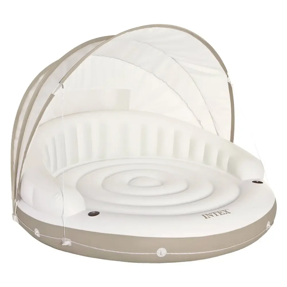 Nueva llegada Intex 58292 78 pies X 59 pulgadas salón cama balsa flotador dosel isla pliegues cama flotante inflable con refugio solar