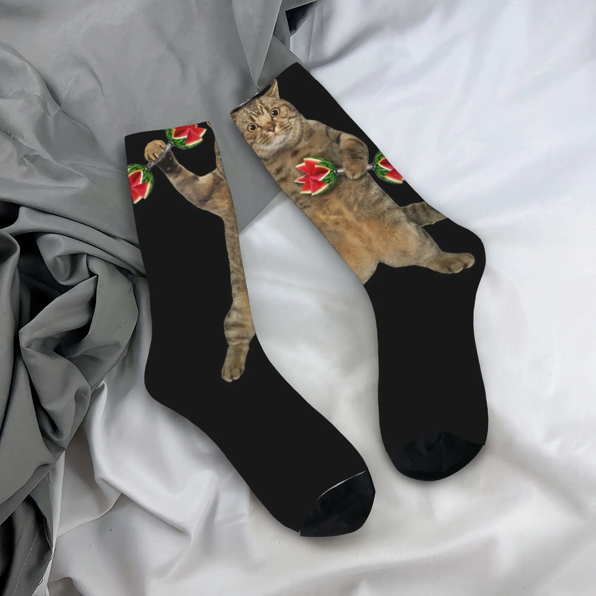 

Watermelon Cat Silly Cat Stockings Design Fashion Socks Autumn Non Slip Socks Adults Men Cycling Comfortable Socks