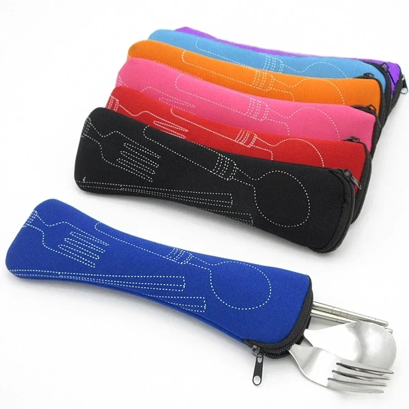 Portable Tableware Bag Cutlery Dinner Set Travel Packaging Storage Box Dinnerware Picnic Fork Spoon Without