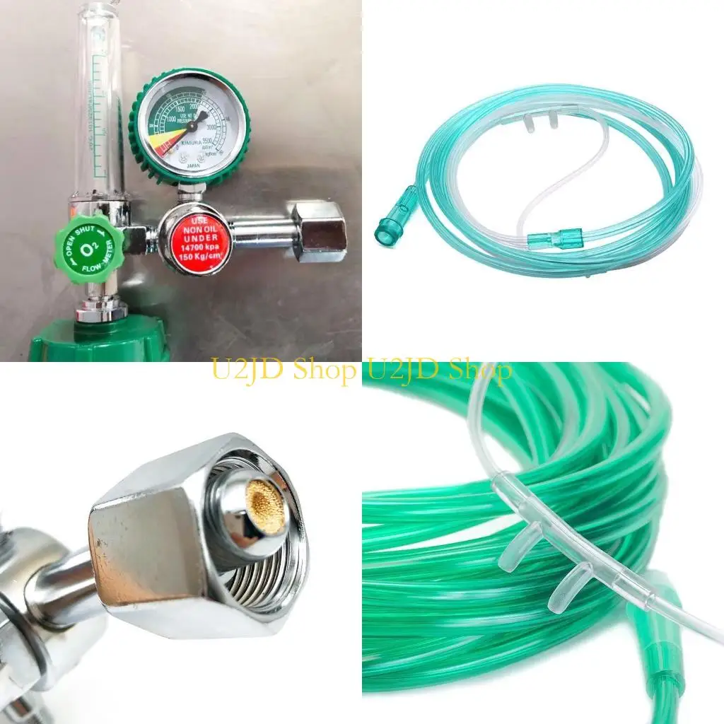 U2JD Oxygen Pressure Gas Regulator Inhaler O2 Pressure Reducer Oxygen Gauge Meter Buoy Type Female Thread and Tube