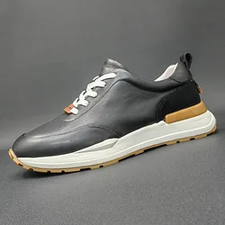 New Arrival 2024 Men Casual Genuine Leather Men Shoes British Style Thick Sole Men Leisure Leather Sneakers Outdoor Shoes