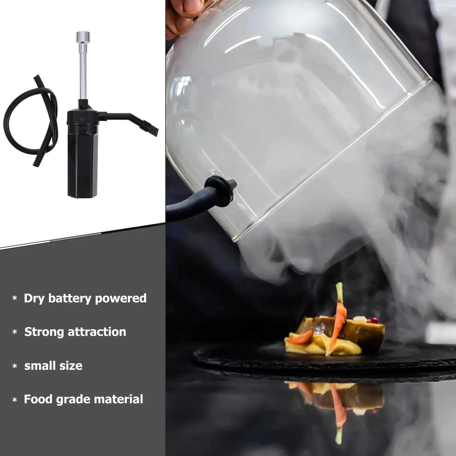 1Pcs Portable Food Smoker Black Reusable Salmon Smoker Extension Tube Suitable Kitchen Bbq Picnic Steak Ham Cheese Infuser