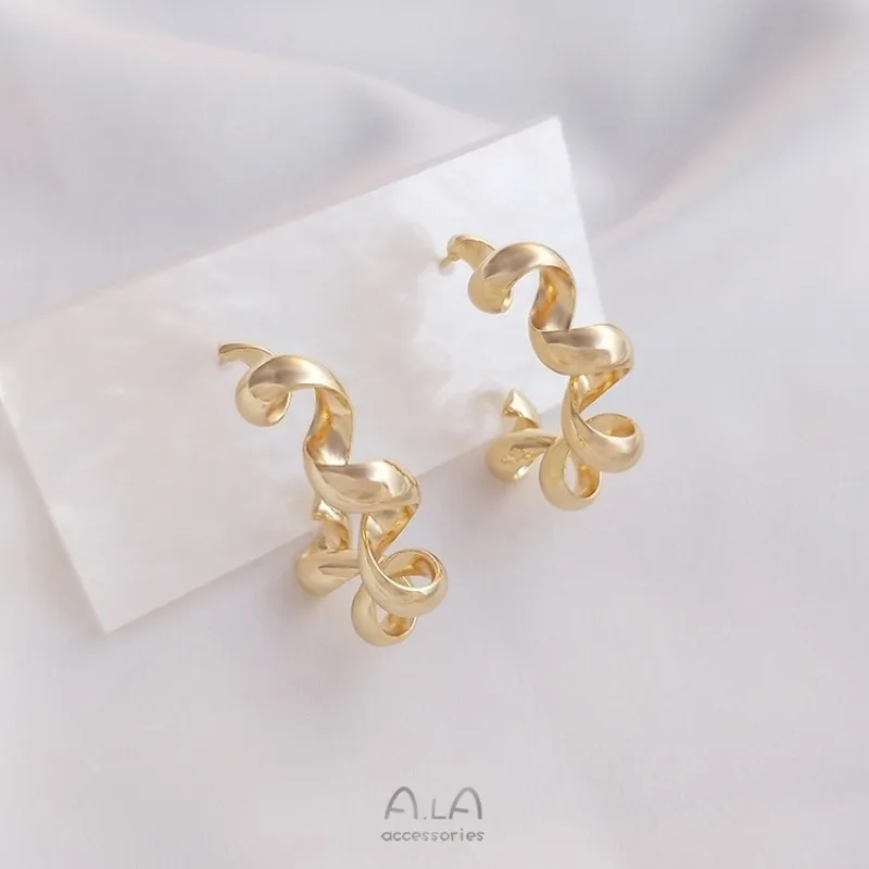 14K Gold Color Telephone Line Earrings Women Fashion Design Senior Sense Spring Elegant Earrings