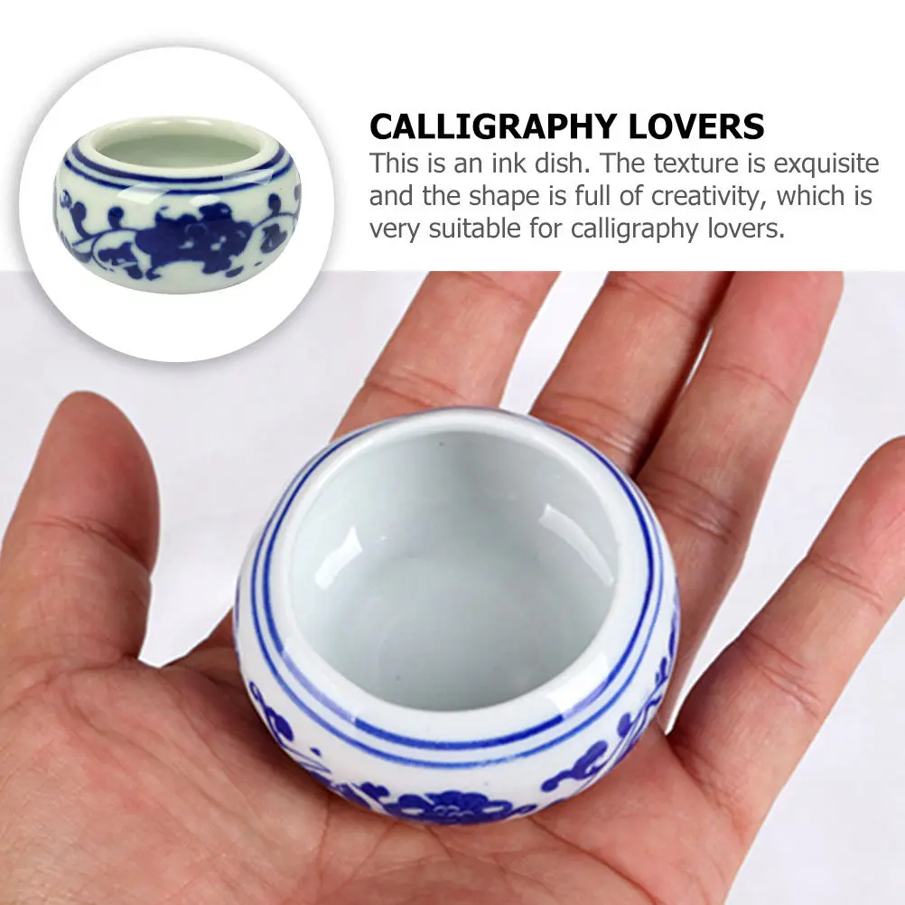 8Pcs Novel Generous Ceramic Ink Plate Calligraphy Stationery Set for Home Office School Art Studio Multi-Purpose Inkwell Tray