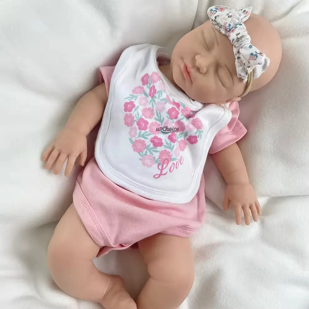 22" Lifelike Silicone Reborn Baby Doll Handmade Soft Cute Girl Newborn Doll For Children'S Day & Holiday Gifts Nursery Teaching