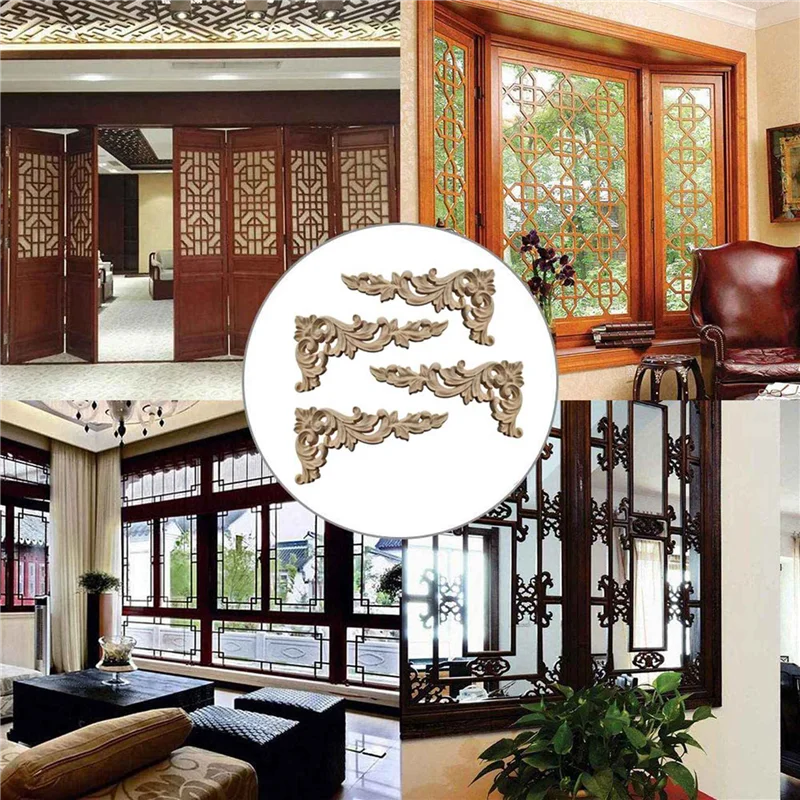 

16Pcs Wood Carved Corner Onlay Applique Unpainted Frame Cupboard Cabinet Decal For Home Furniture Decoration B-A68E