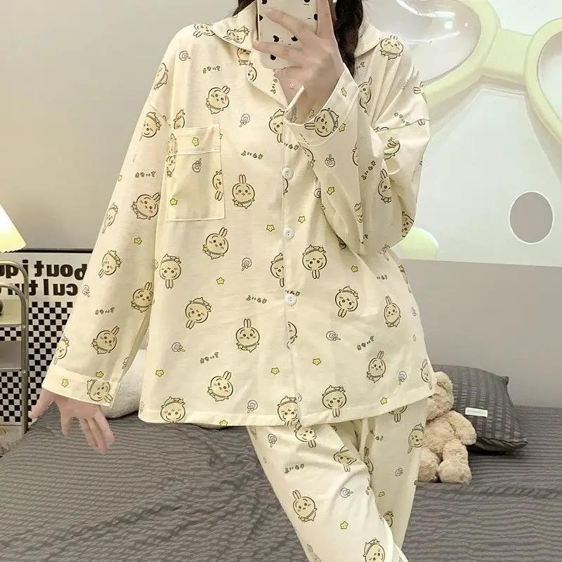 NEW Chiikawa Usagi pajamas cute cartoon homewear high quality moisture-wicking long sleeves Student pajamas Girl Kawaii Gift
