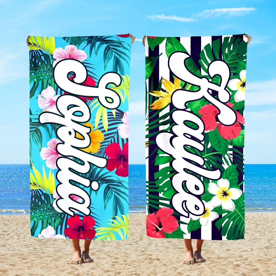 1pc Custom Name Beach Towel Personalized Microfiber Towel for Wedding Party Souvenir for Beach Swimming Bath Yoga Seaside
