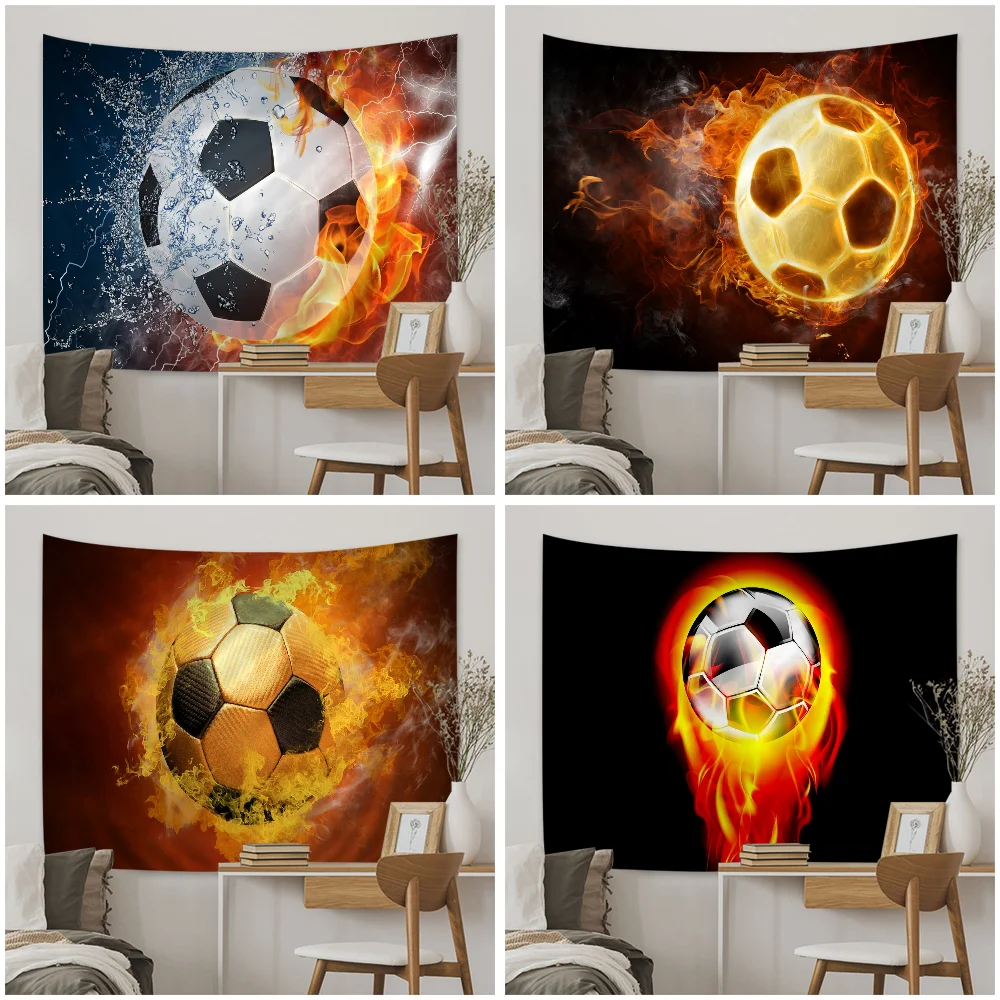 

Flame Football Wall Tapestry Hanging Tarot Hippie Wall Rugs Dorm Wall Hanging Sheets