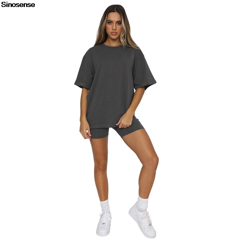 Damskie letnie dwuczęściowe zestawy z krótkim rękawem T Shirt Biker Shorts Lounge Set Casual Tracksuit Daily Wear Workout Sports Outfits