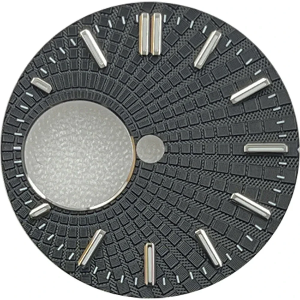 Esfera de reloj Vintage con textura mate Radial hueca de 28,5mm adecuada para movimiento automático NH34/38, caja verde lume nh35, piezas Mod