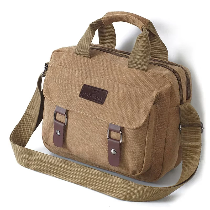 

Men Casual Vintage Crossbody Bag Fashionable Canvas Multi-pocket Daily Outing Commuting Shoulder Bag with Adjustable Strap