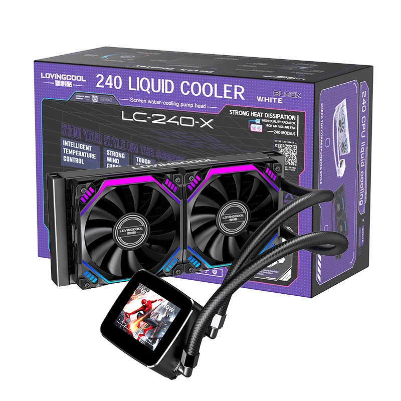 

LOVINGCOOL 240mm Liquid CPU Cooler Video Display Screen LGA 1700 2011 Processor Water Cooler Radiator Fan for Gaming Desktop PC