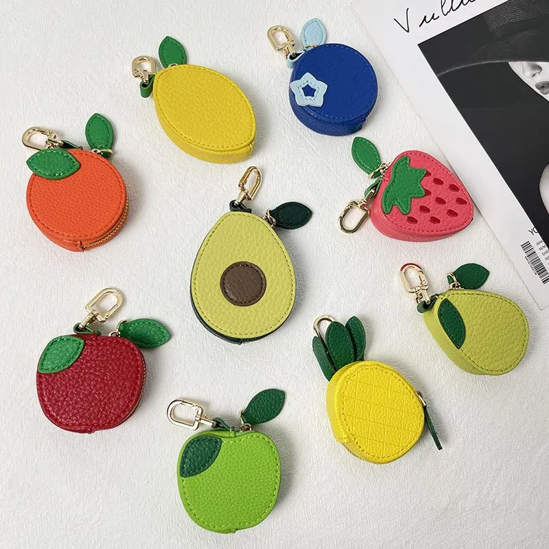 Fruit Coin Purse Keychain Bag Mini Fruit Bag Pendant Simple Strawberry Gift Pendant Avocado Cute