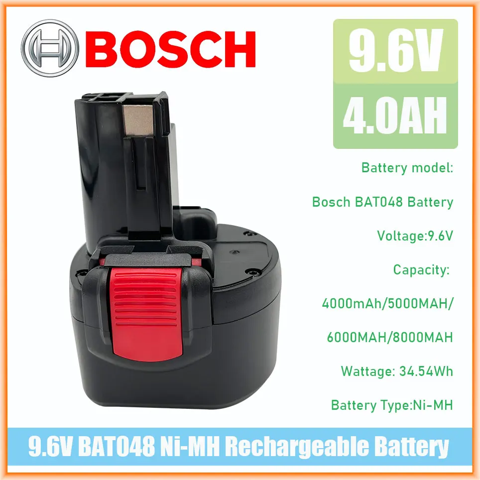 

Bosch 9.6V 4.8AH 6.8AH 9.8AH Rechargeable Ni-MH Battery BAT048 BAT100 BAT119 BH984 BPT1041 GSR GDR Power Tools Battery