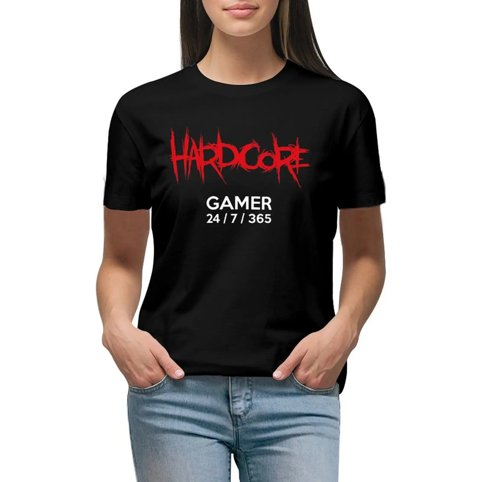 

Hardcore gamer T-shirt hippie clothes cute tops t-shirts for Women graphic tees