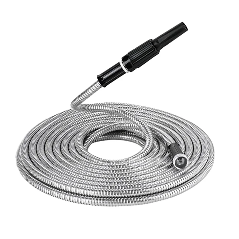 

25 Ft Garden Hose 304 Stainless Steel Metal Water Hose-Flexible,Lightweight,Tangle Free,Rust Proof, Easy to Use&Store