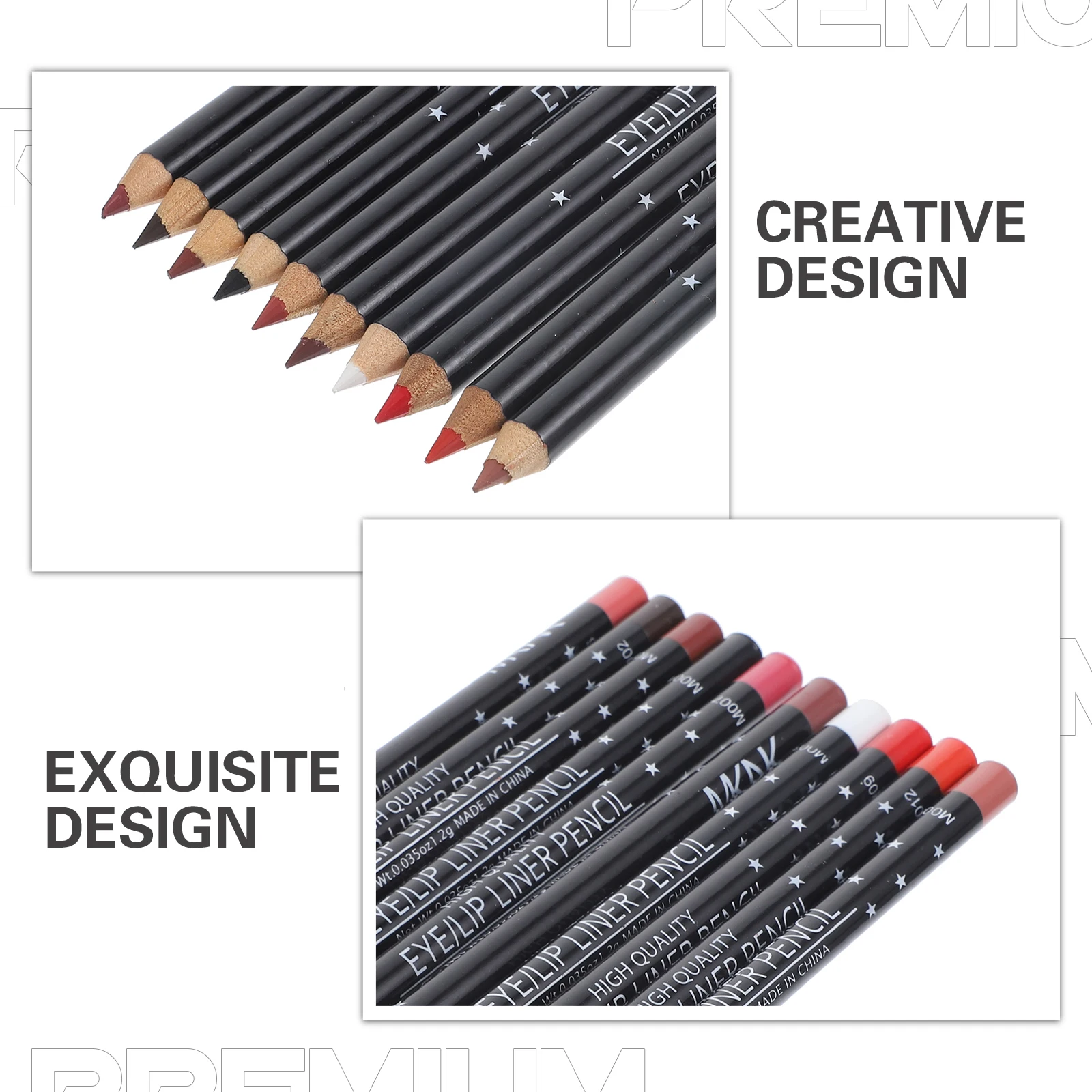 

12pcs Liner Waterproof Long Lasting Smudge Proof Eye Shaping Waterproof Lip Line Pencils Pencil Makeup Portable Size
