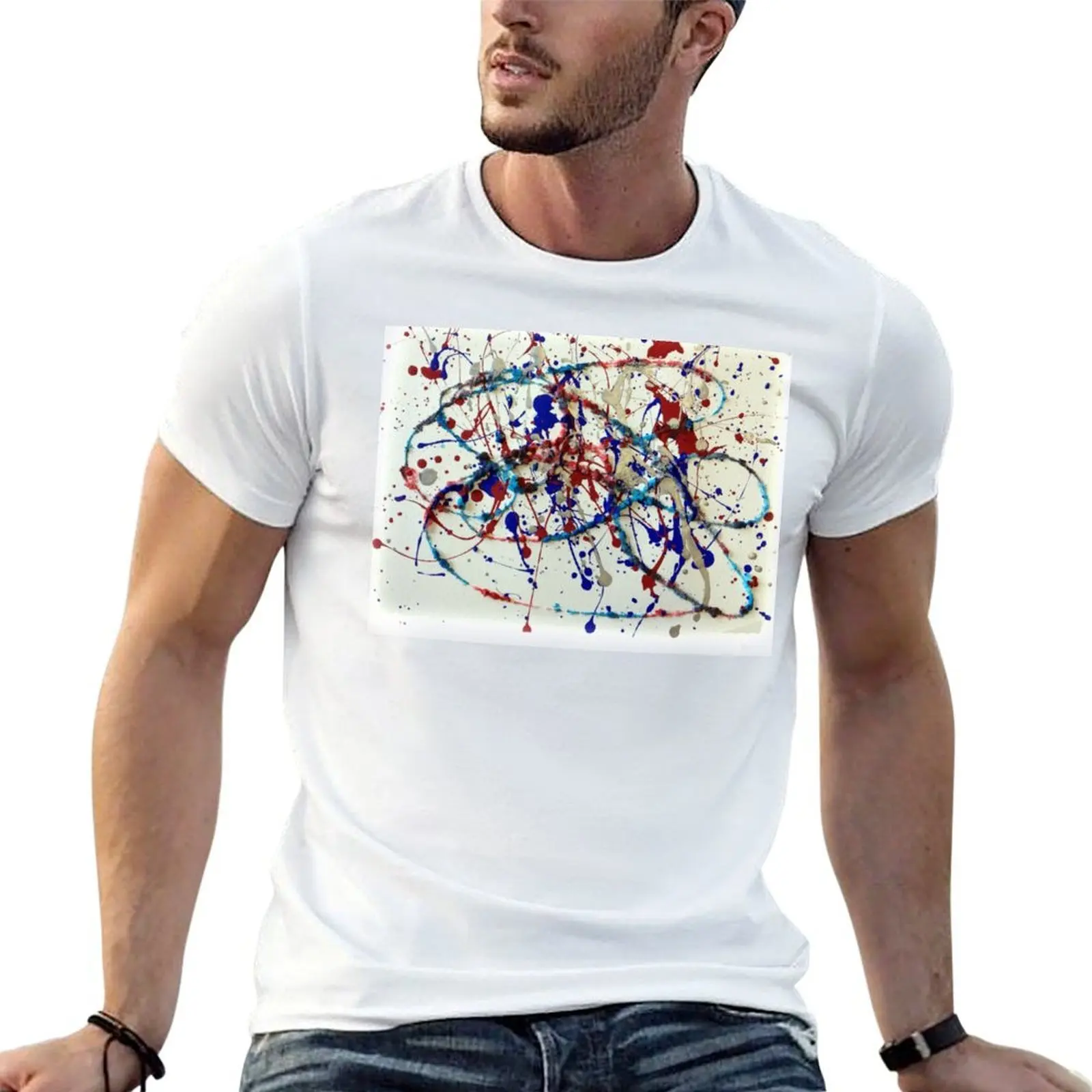 

Pollock Splatter Abstract Art T-Shirt men t shirt cotton 100% cotton t shirts man 100% T-Shirt