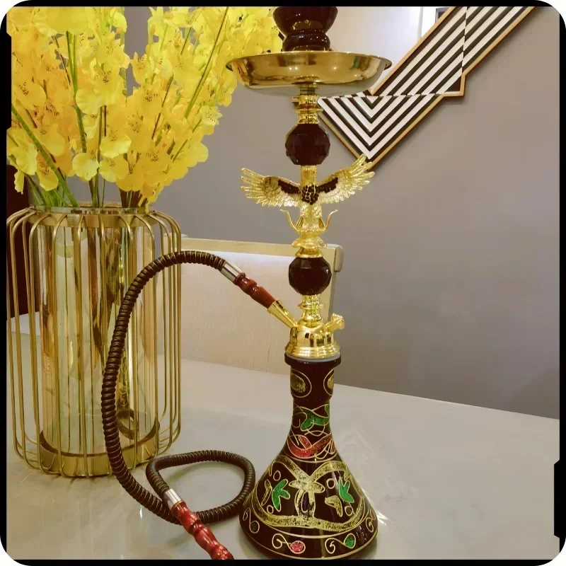 مجموعة الشيشة العربية للسفر، زجاجة صغيرة واحدة من الزجاج، وعاء سيراميك، ملحقات الأنابيب، جهاز مرشح، معدات المختبرات الزجاجية