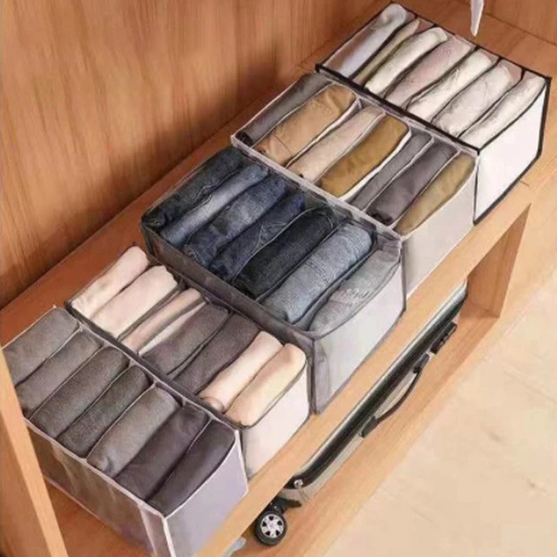 Closet Storage Organizers For Clothing Jeans Compartment Storage Items Bags Boxes Case Wardrobe Organizer Pants Drawer Divider