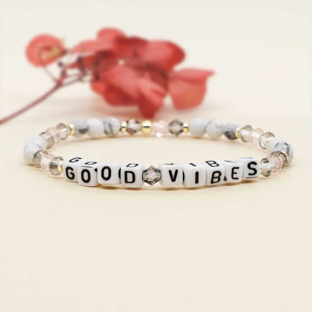 Go2Boho Multicolor Handmade Crystal Bracelet for Women Men Irregular Beaded Letters Bracelets Fashion Trend Jewelry Accessories