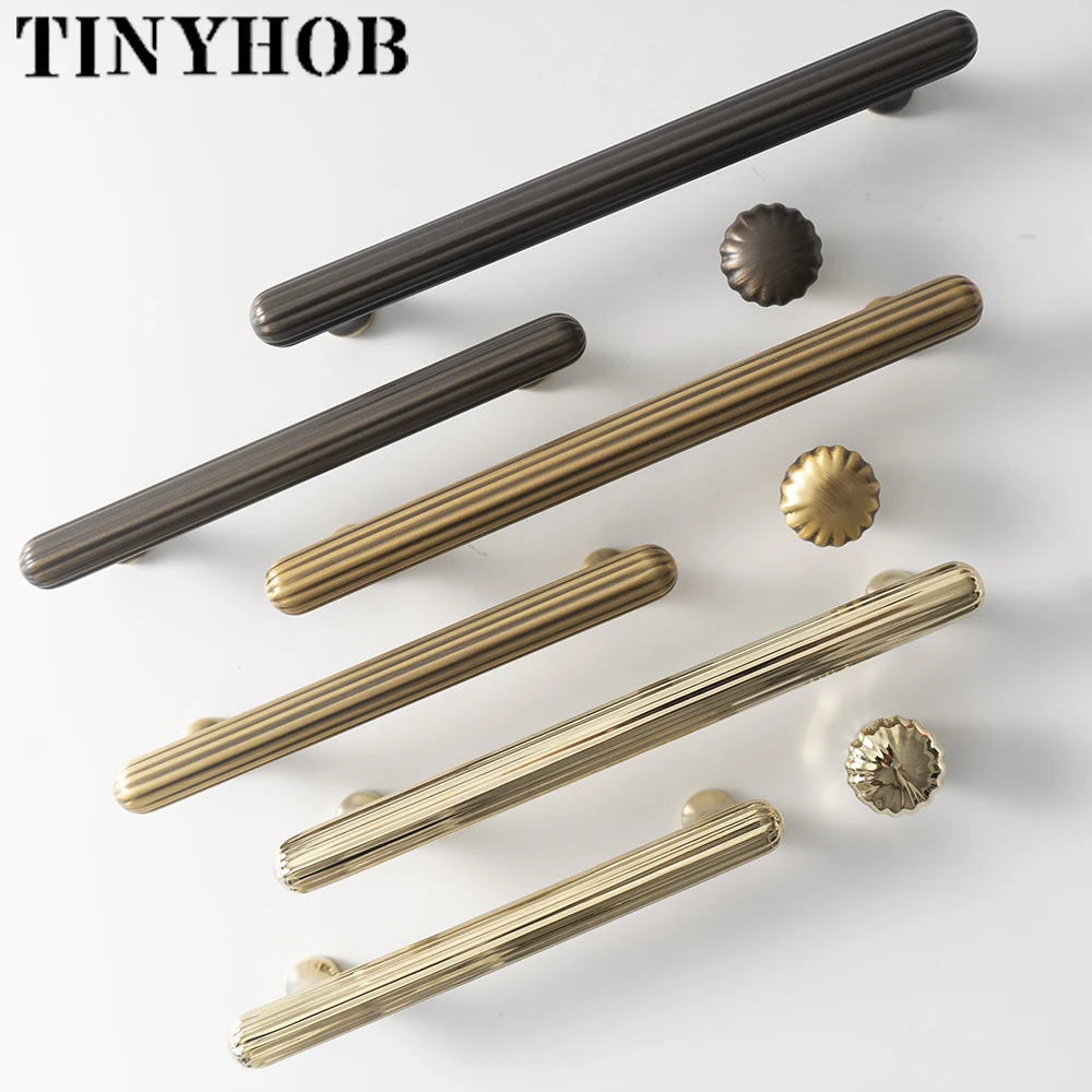 3 Colors Cupboard Handles Solid Brass Cabinet Knobs American Style Retro Bronze Drawer Knob Nordic Furniture Kitchen Accessories