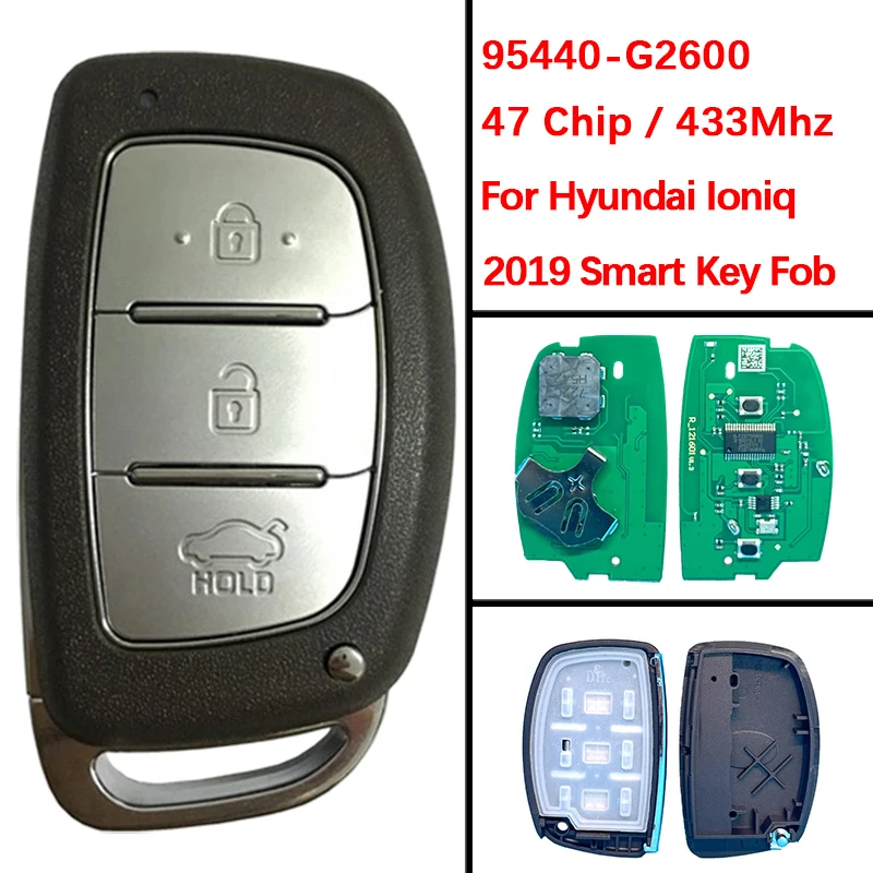 

CN020133 Послепродажный 3-кнопочный смарт-брелок 47 чипов 434 МГц FCC 95440-G2600 FOB-4F11 для Hyundai Ioniq 2019-2020