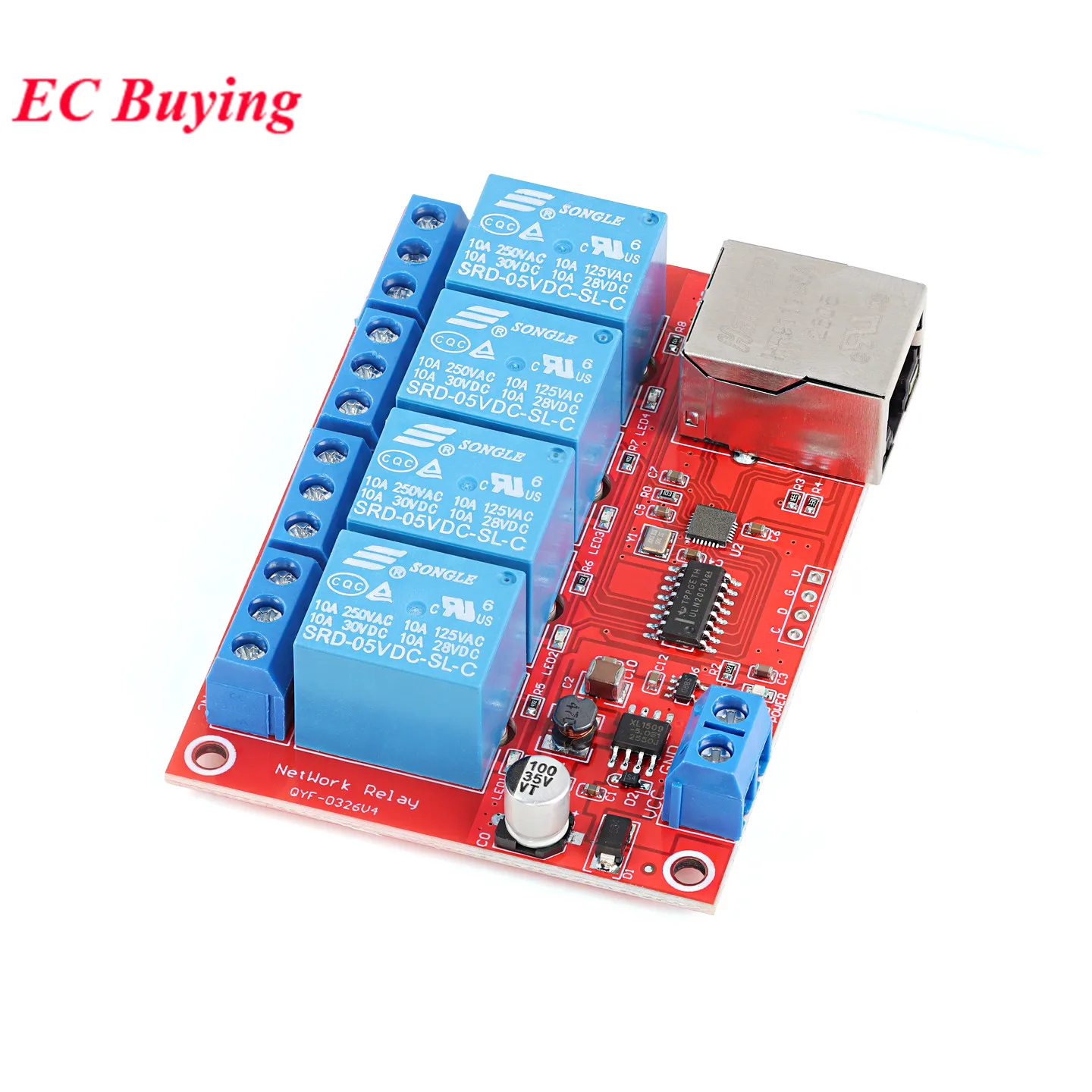 Embedded Web-based 4 Channel Way Multi-functional Network Relay Module Supports HTTP TCP MQTT Protocols WEB Server Power Supply view 2